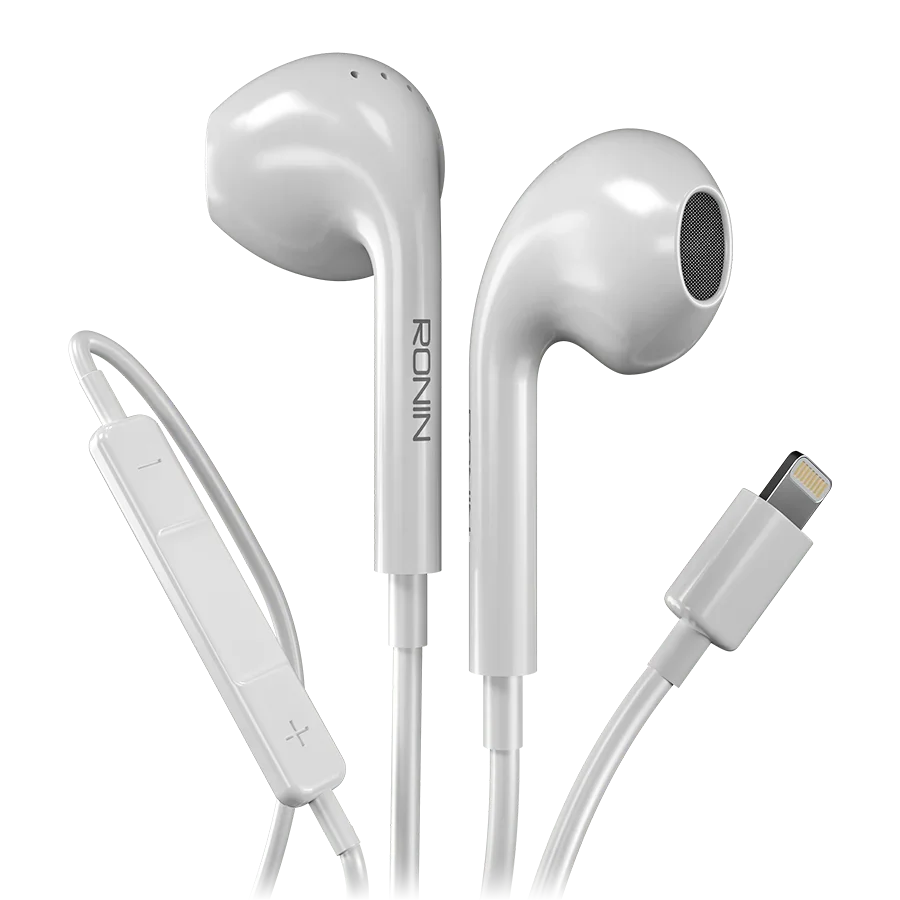 Ronin R-825 iOS Handsfree in White with its wired connector