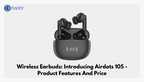 Official DANY Airdots 105 banner showing black earbuds above a charging case with a digital display