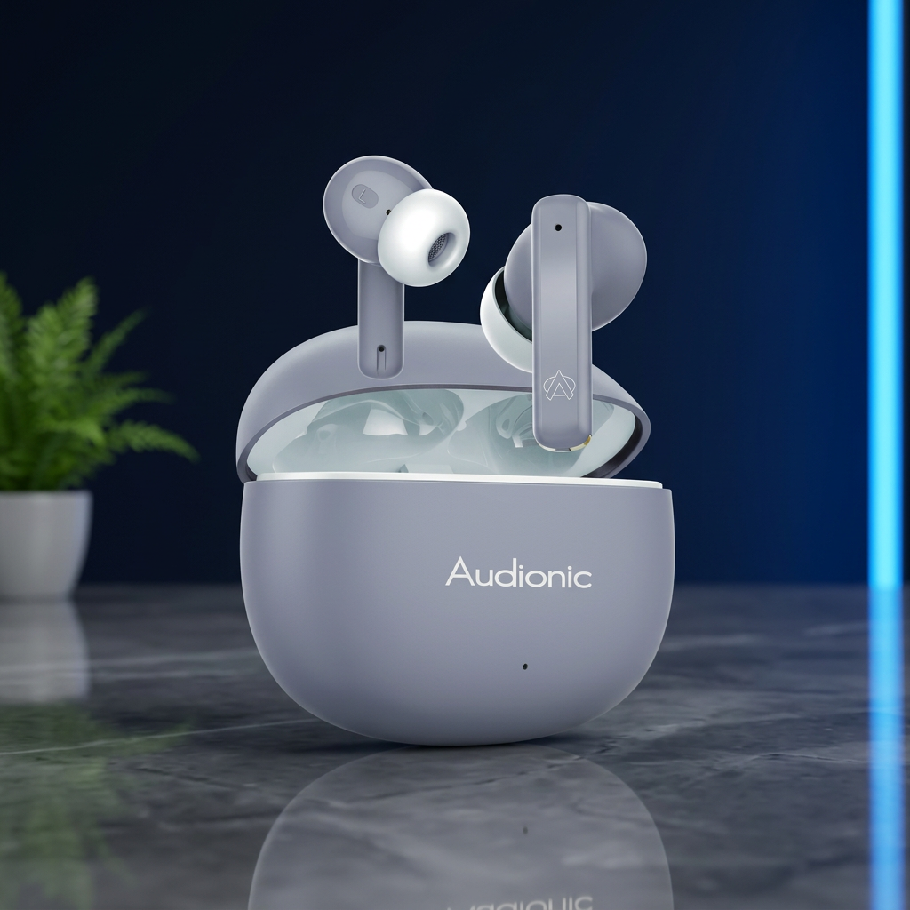 Audionic Signature 680 in DukaanBee square dark marble and navy studio styling
