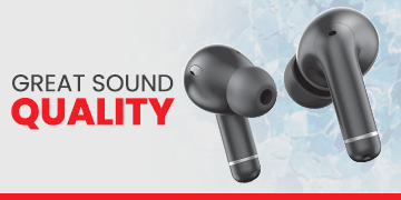 Official Audionic Signature S-75 article image showing dark grey wireless earbuds