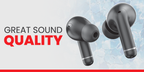 Official Audionic Signature S-75 article image showing dark grey wireless earbuds